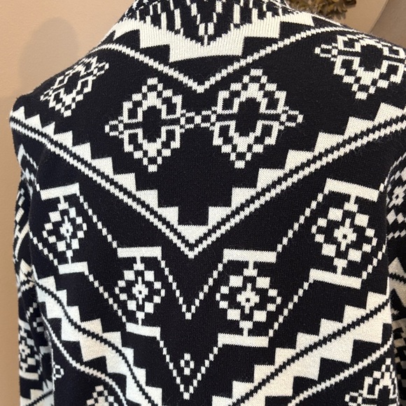 Cardigan sweater open front Stradivarius black & white geometric pattern Sz S - Picture 7 of 8